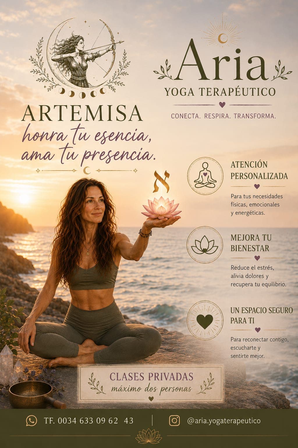 Aria practising therapeutic yoga in a natural setting